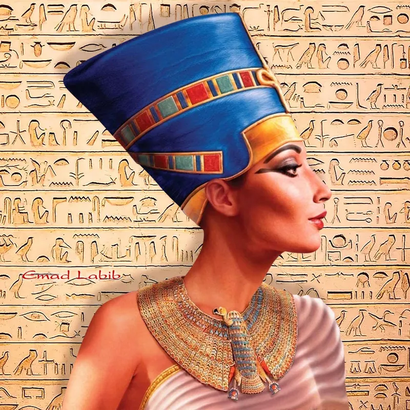 Nefertiti profile scaled up to a 100 by 100 cm square